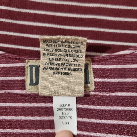 Duluth Trading Co Ponte Pro Striped Burgundy Tunic Top Womens Size XS Pockets - Picture 9 of 10